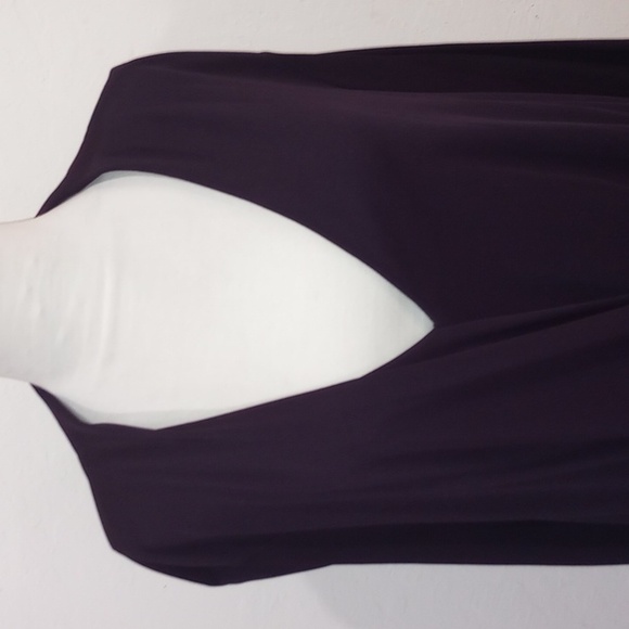 M. M. LaFleur Deneuve Faux Wrap Blouse Purple Blackberry Merlot, Size +1 / 1X - Picture 6 of 14